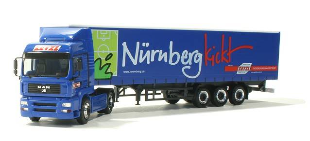 MAN TGA LX curtain canvas semitrailer "Nuernberg kickt"