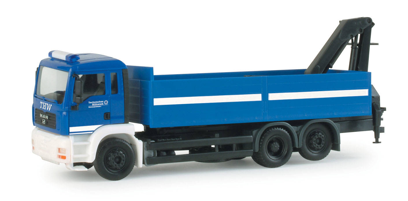 MAN TGA XXL pick-up truck with rear loading crane "THW Luebeck"