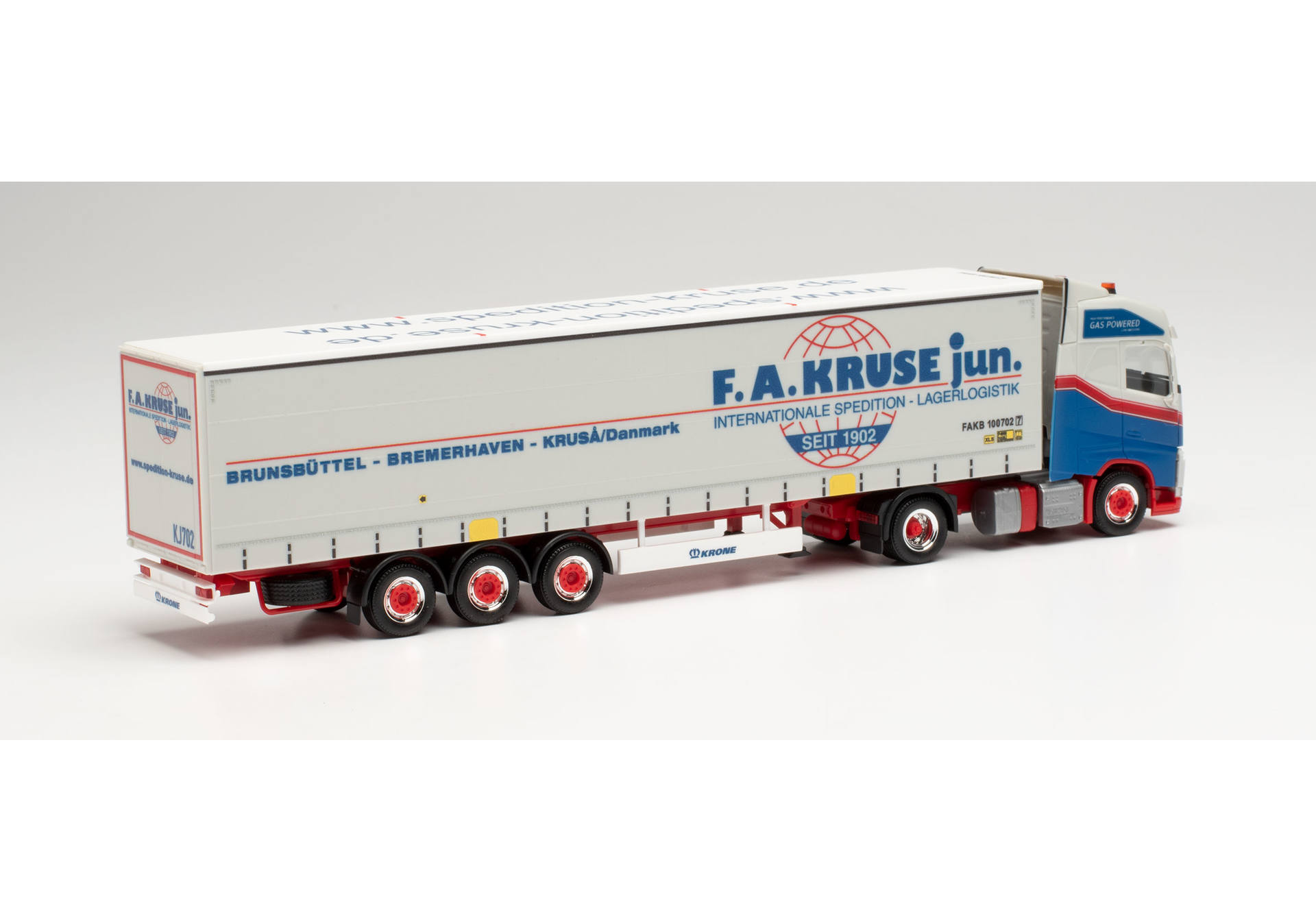 Volvo FH Gl. LNG curtainside canvas semitrailer „F.A.Kruse“