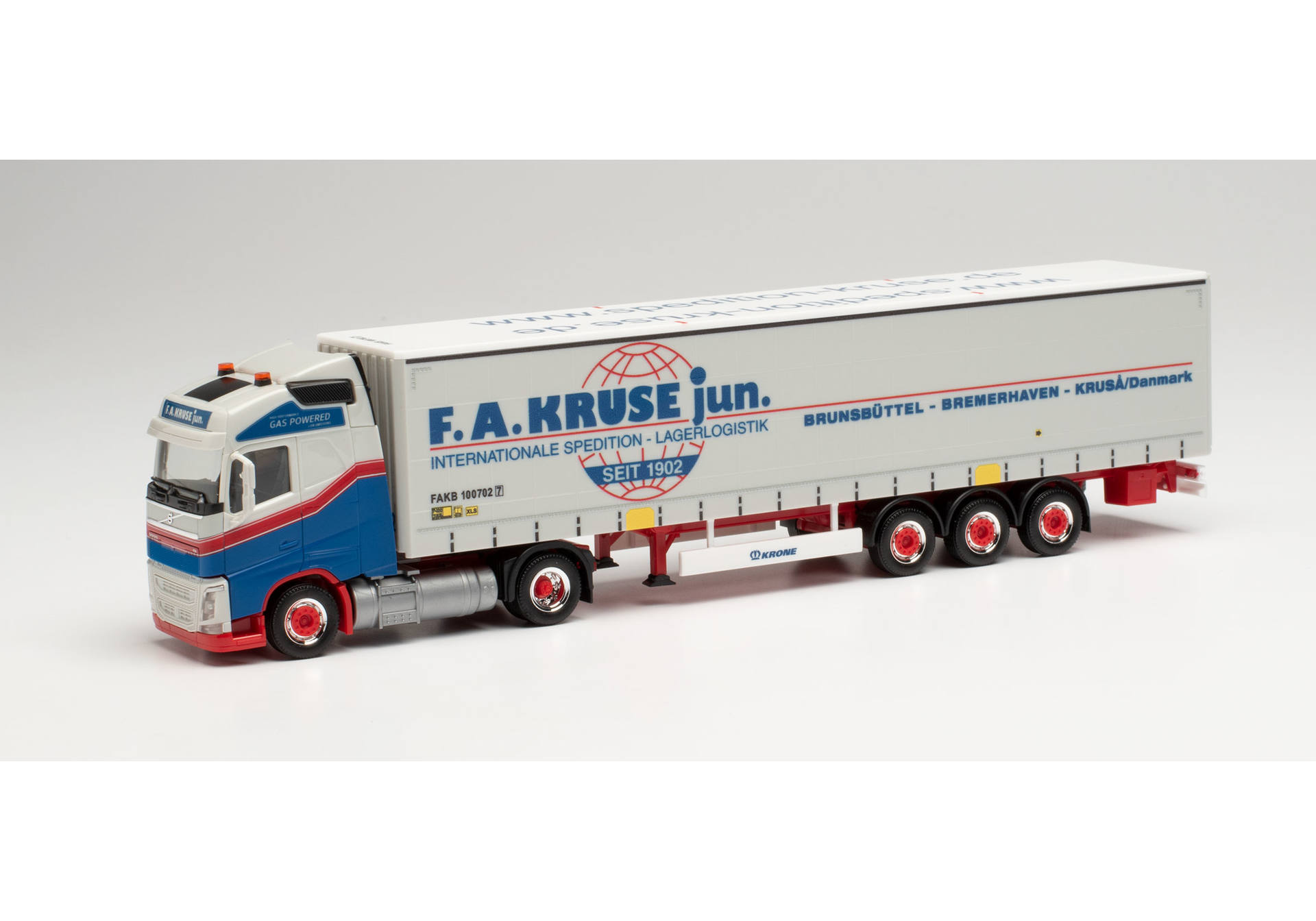 Volvo FH Gl. LNG curtainside canvas semitrailer „F.A.Kruse“