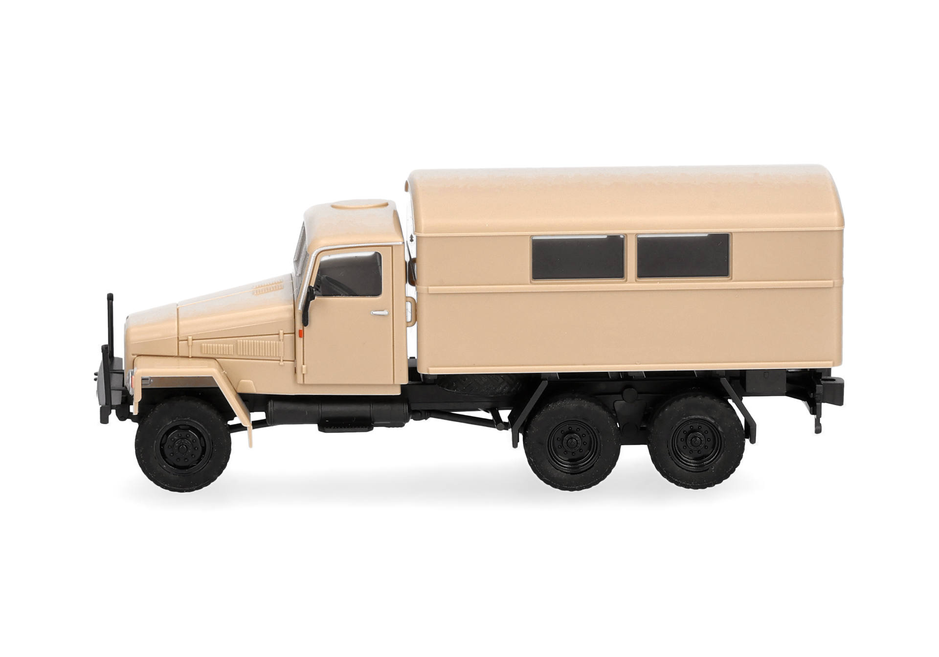 truck, camper, toy model, beige, six-wheeled