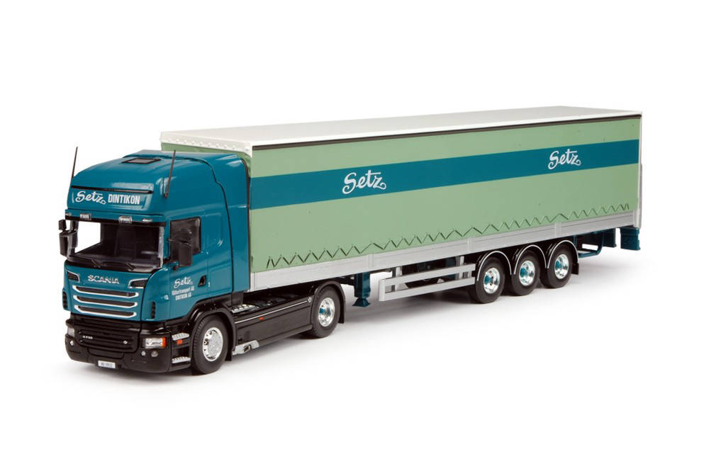 Scania R TL curtain canvas semitrailer with with platform panel