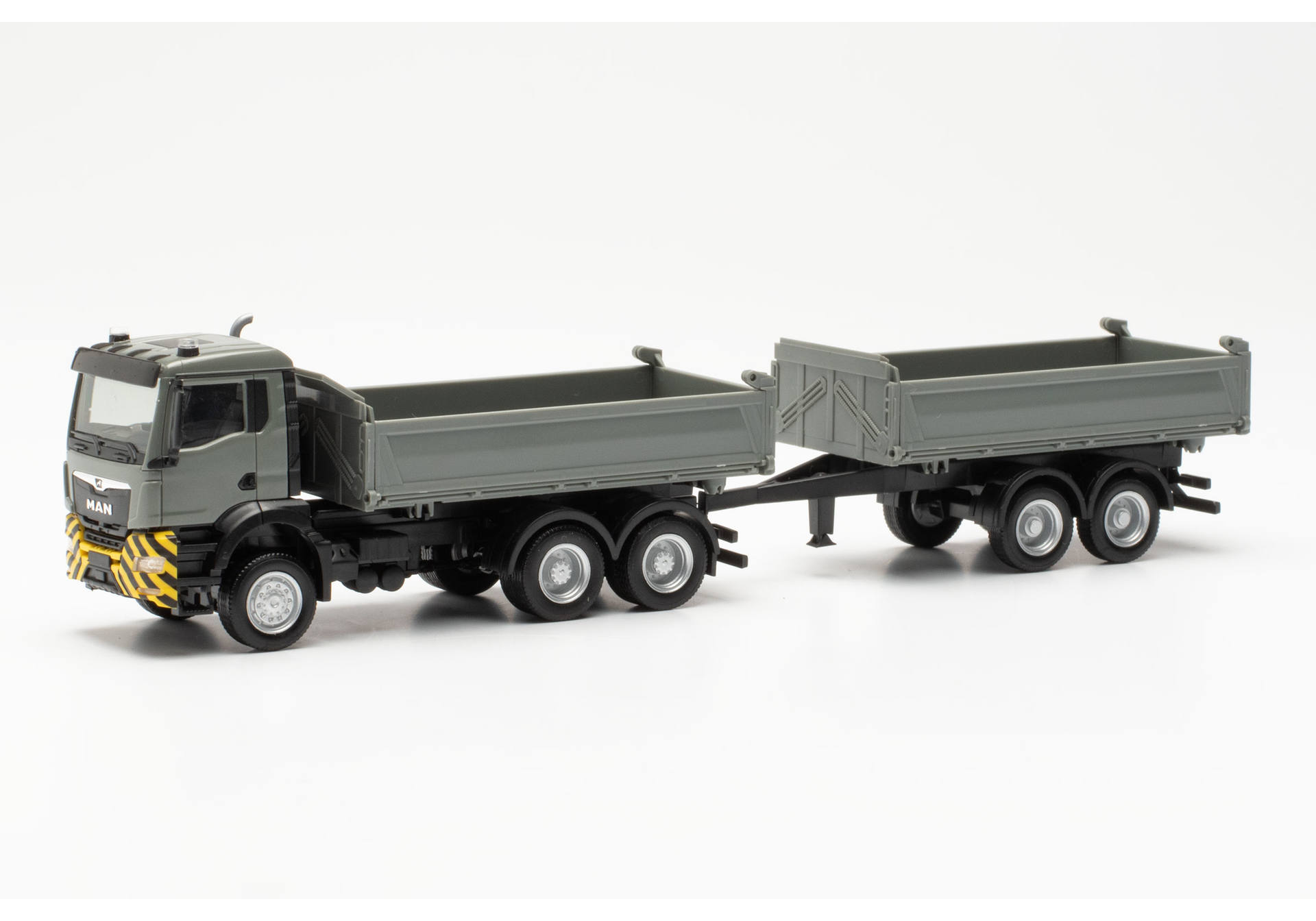 MAN TGS NN dump trailer truck, grey/yellow