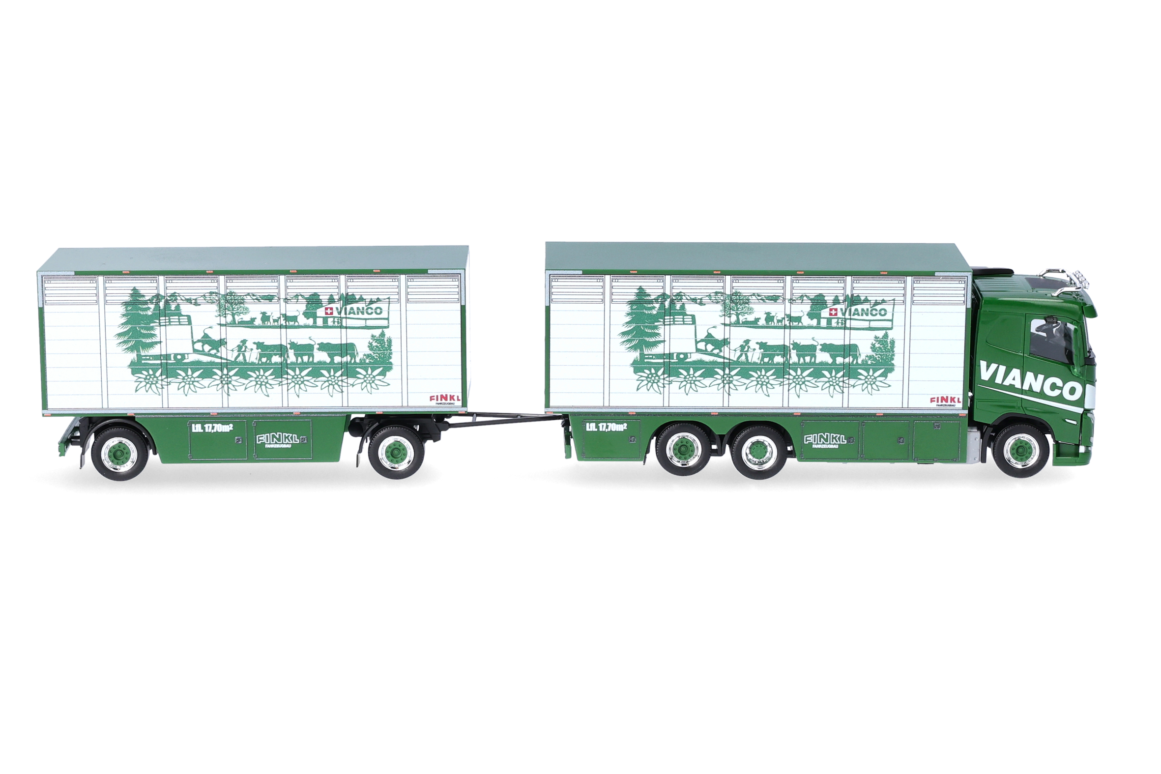 truck, semi-trailer, green truck, trailer, articulated lorry