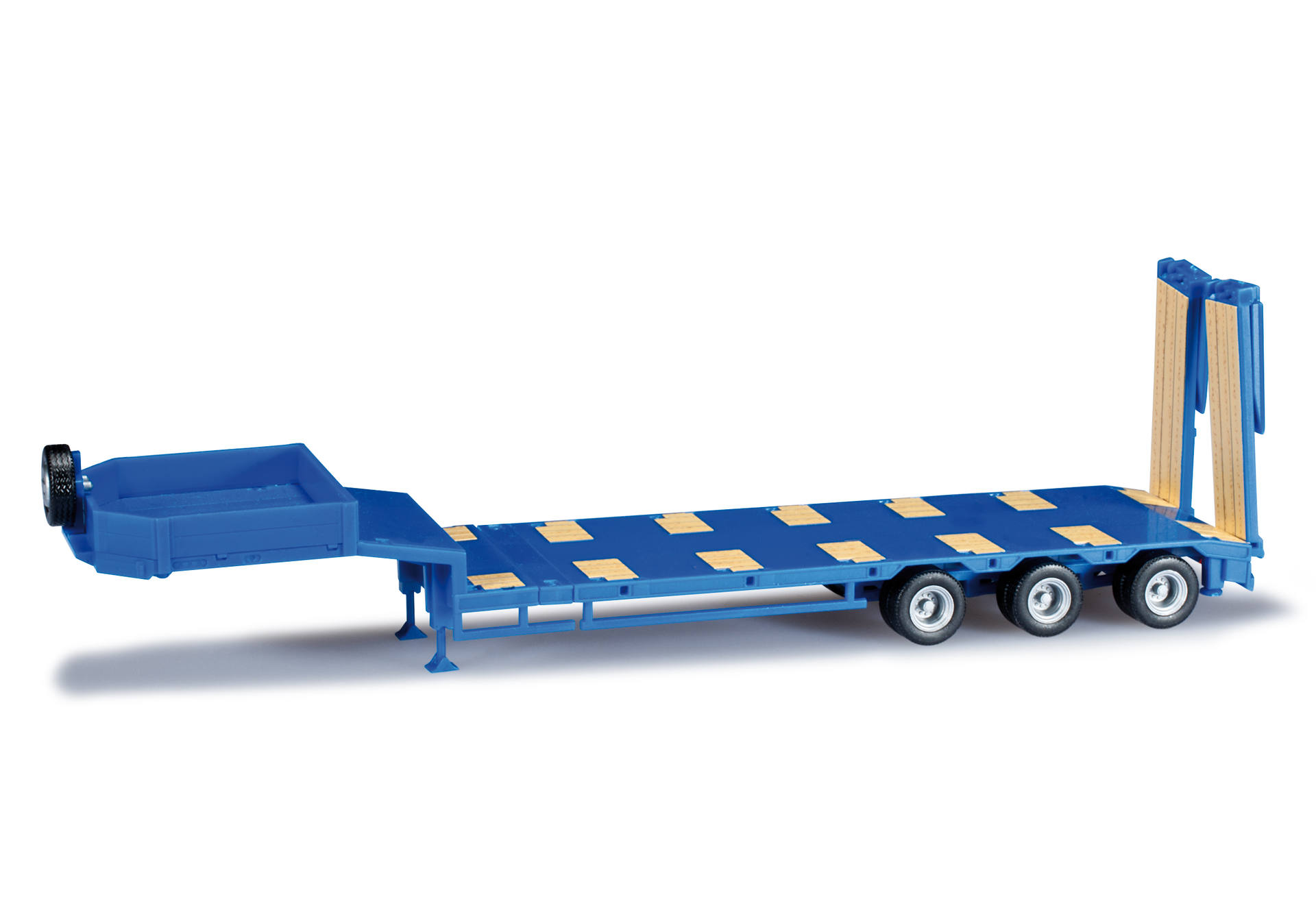 Goldhofer low boy trailer 3-axle with assembled chutes, gentian blue