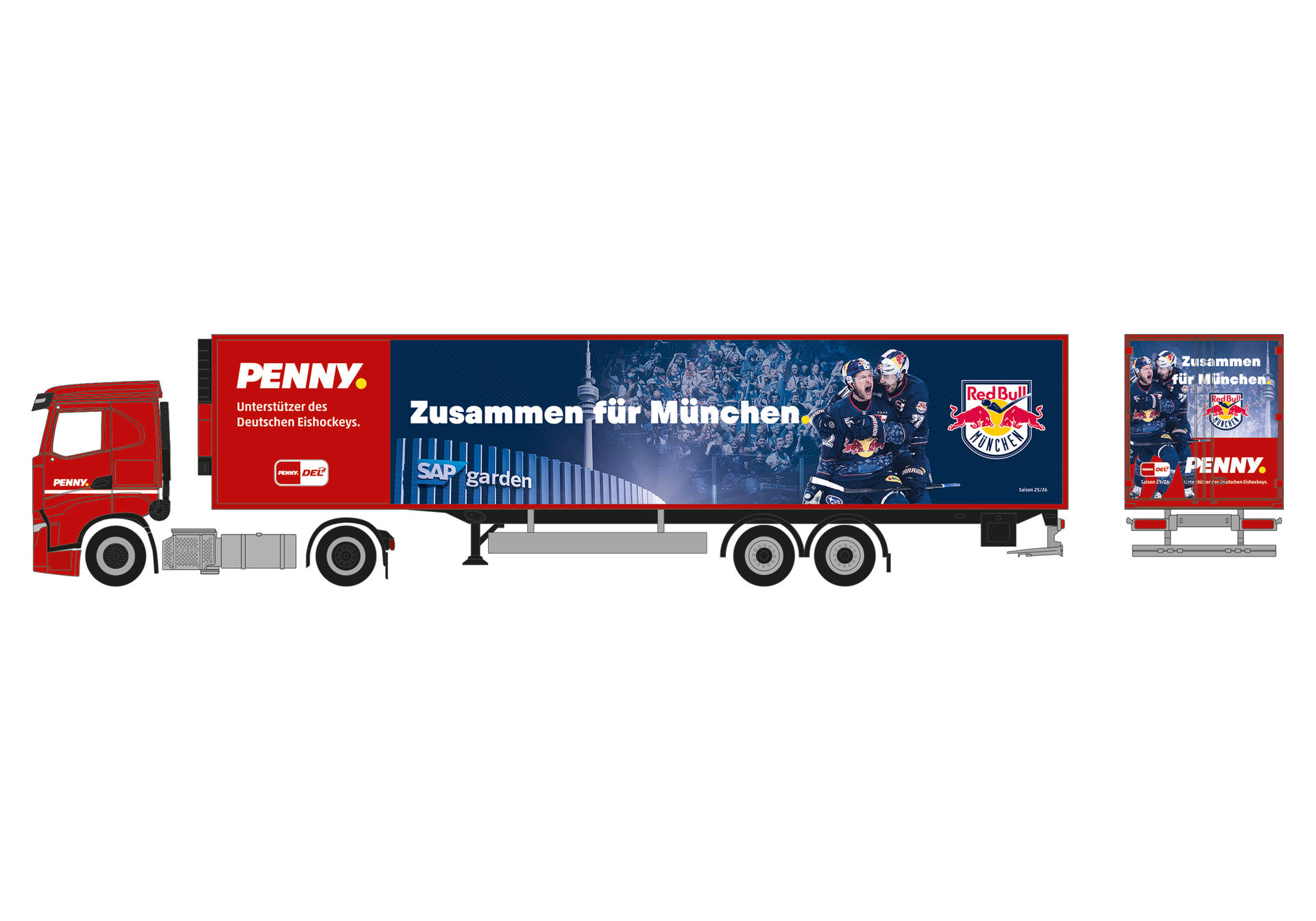 Iveco S-Way Kühlkoffer-Sattelzug "PENNY DEL / EHC Red Bull München"