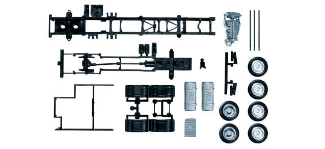 Mercedes-Benz Actros 2011 chassis for truck 3-axle (7,45m), content: 2 pieces