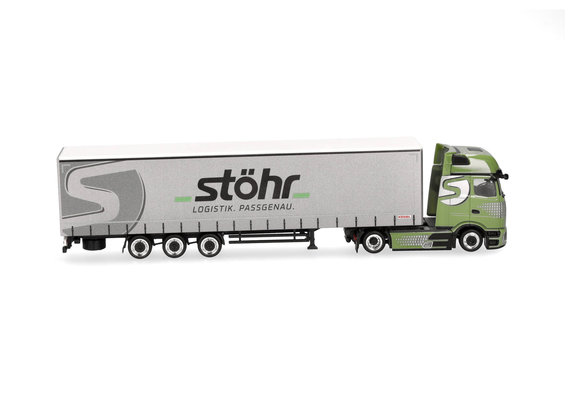 truck, semi-trailer, model truck, green truck, trailer with logo