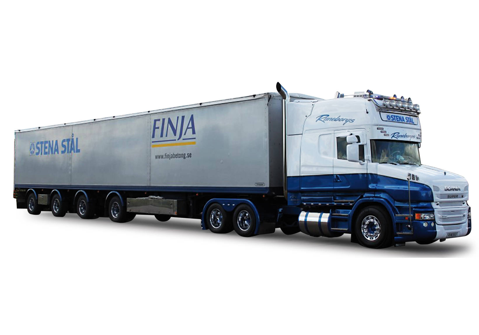 Scania conventional topline 4 axle canvas semitrailer "Runeborgs"