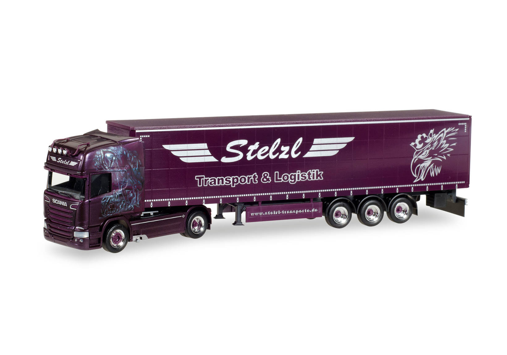 Scania R TL Gardinenplanen-Sattelzug "Stelzl"