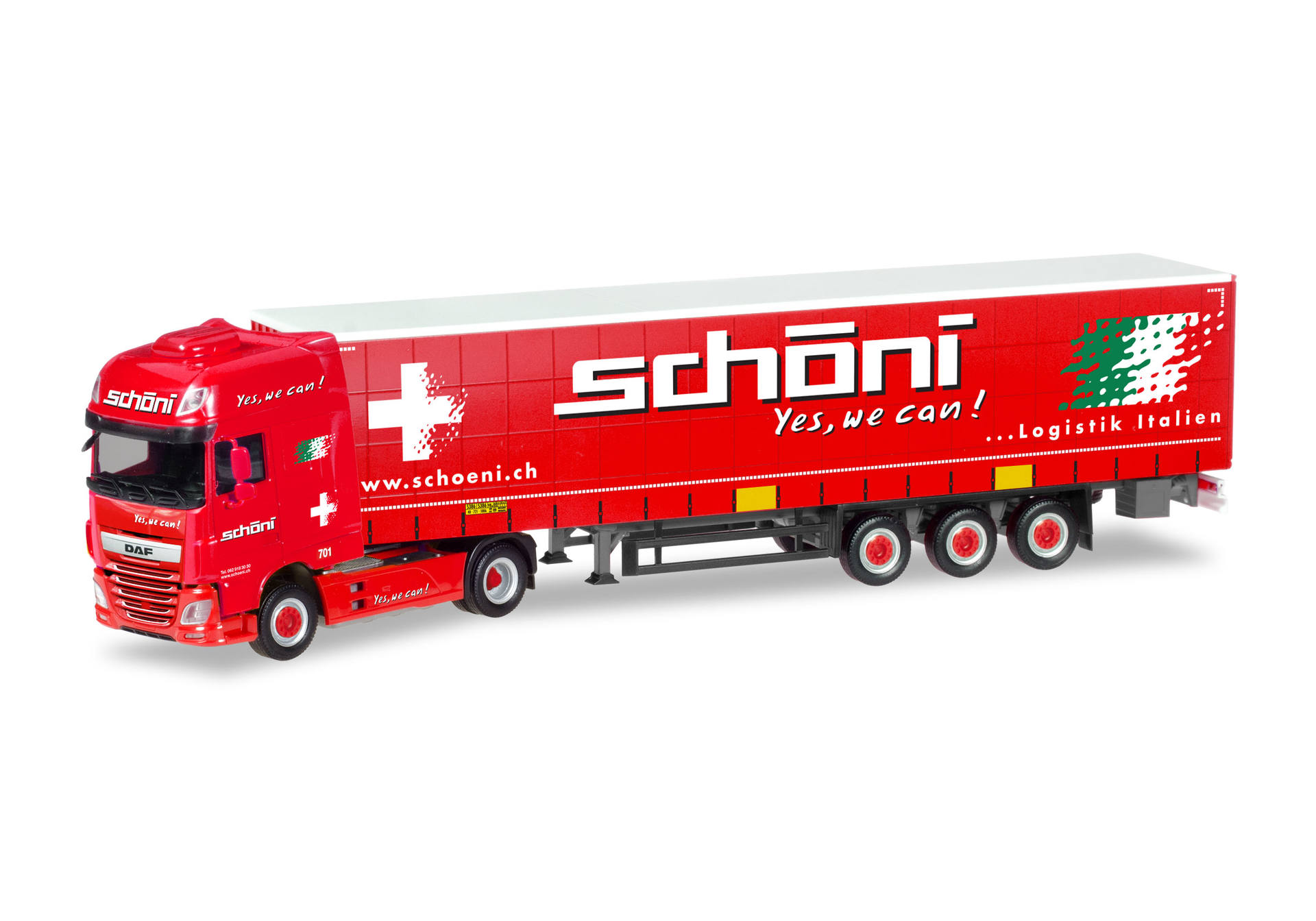 DAF XF SSC curtain canvas semitrailer "Schöni" (CH)