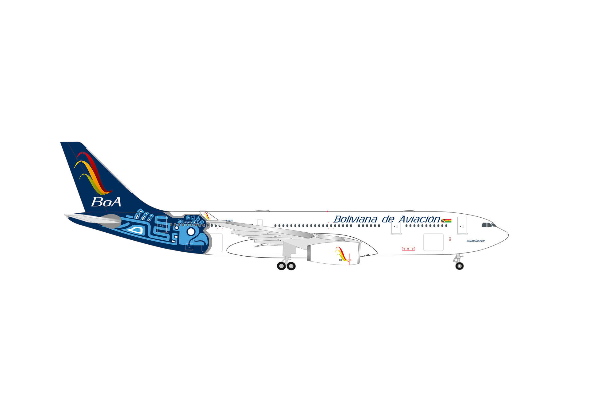 airplane, liner, Boliviana de Aviación, t-tail, branding detail