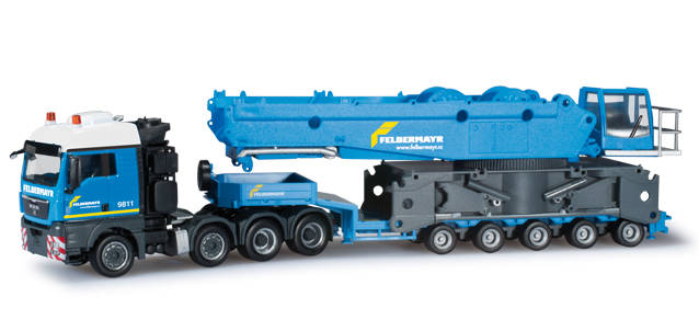 MAN TGX XLX 680 low-boy semitrailer with the central part of the crane Liebherr LR 1600/2 "Felbermayr" (A)