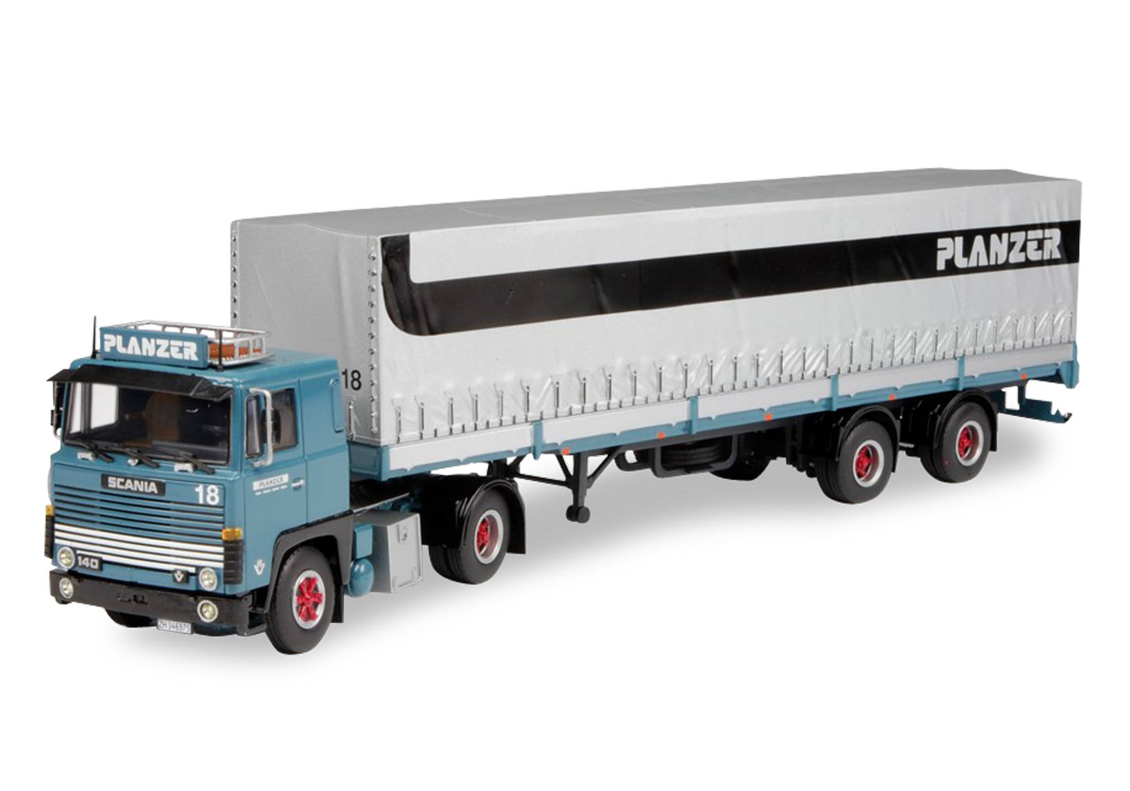 Scania 140 canvas tarp semitrailer "Planzer"