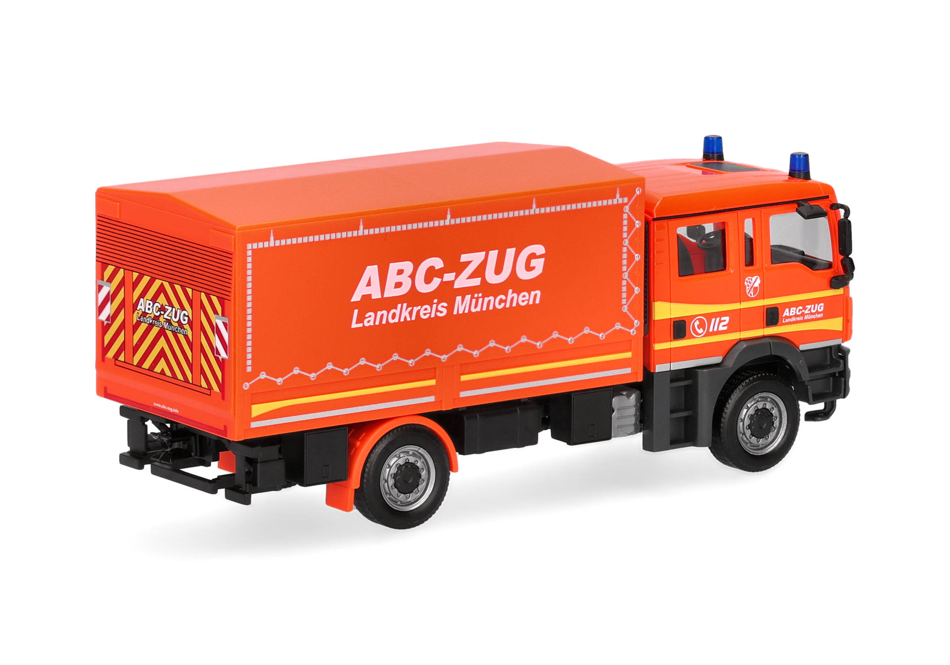 Rettungswagen, Einsatzfahrzeug, LKW-Anhänger, orange Farbe, Aufkleber/Decals
