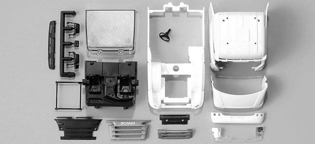 Scania R Highline driver's cabin with side skirting and roof spoiler (incl. rear-view mirror)Content: 2 pcs.