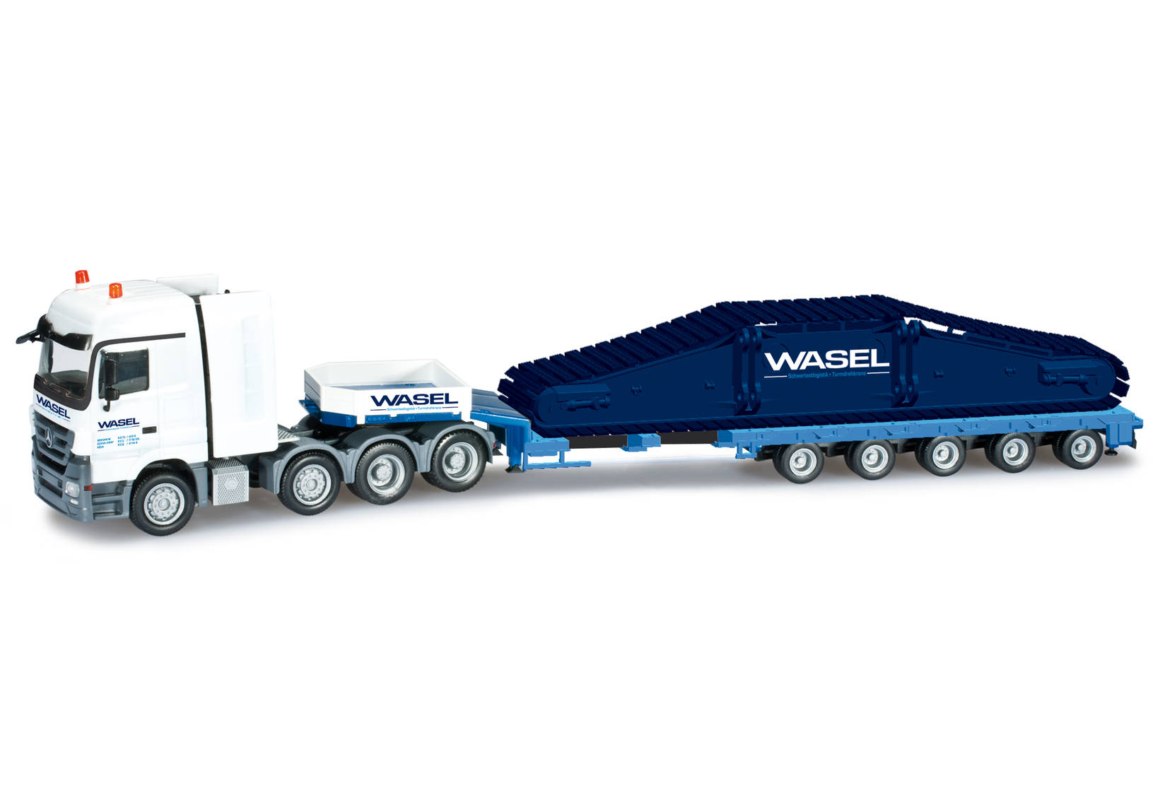 Mercedes-Benz Actros LH low boy semitrailer with crawler chassis 2 "Wasel Krane"