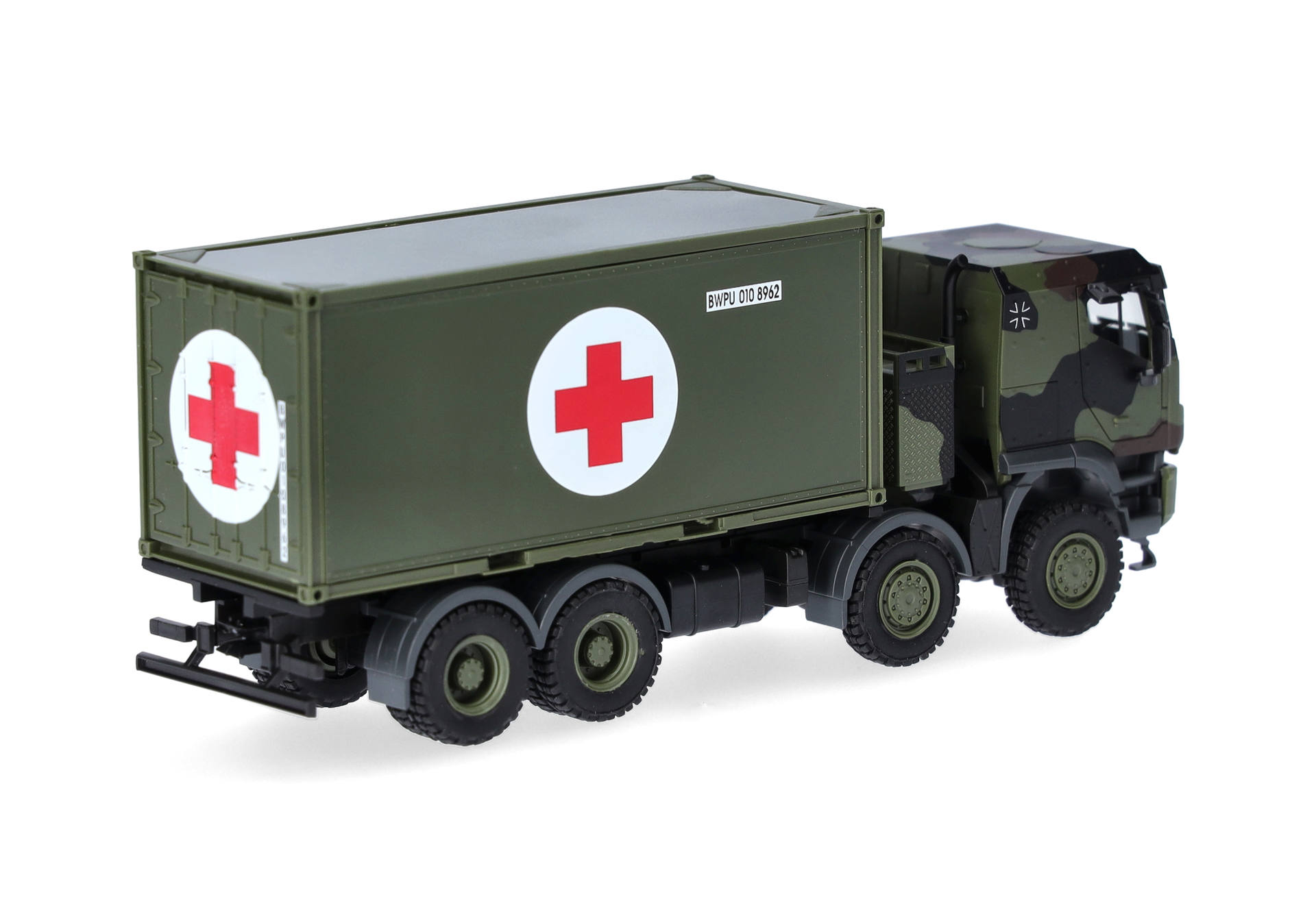 truck, military, container, camouflage, red cross