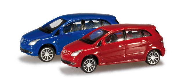 passenger cars set Mercedes-Benz B-Class, red/ultramarine blue