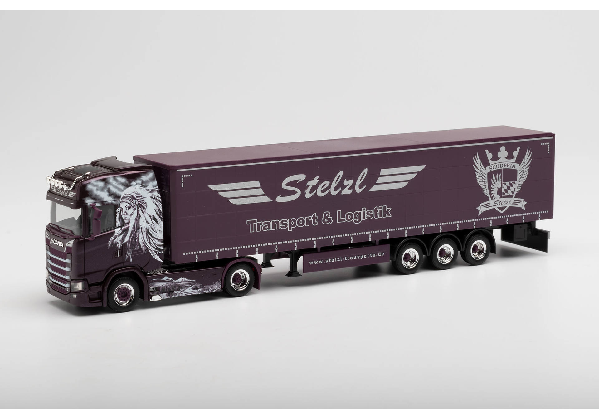 Scania CS 20 HD curtain canvas semitrailer „Stelzl“