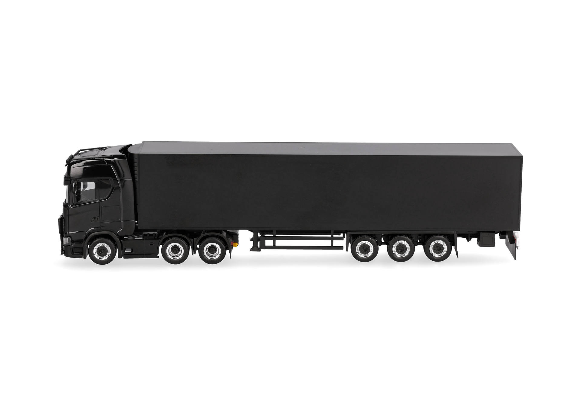 Scania CS 20 high roof refrigerated box semitrailer truck, black