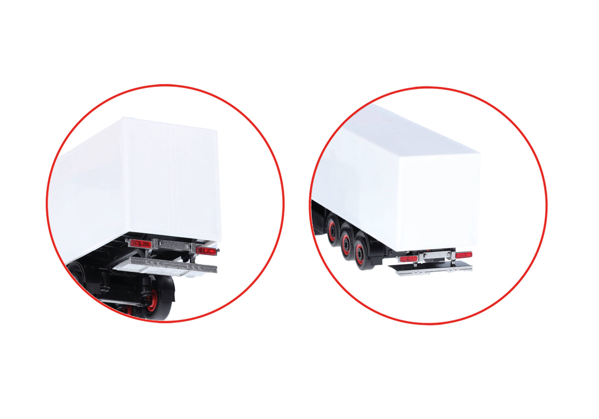 Accessory rear tail lift, h 2x white & silver (folded, incl. trailer chassis frames)