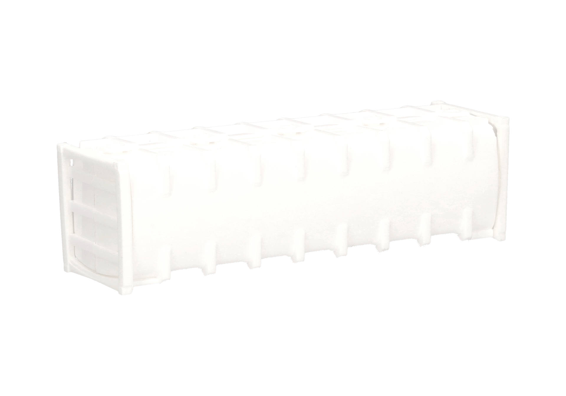 white, plastic, rectangular, container, slot