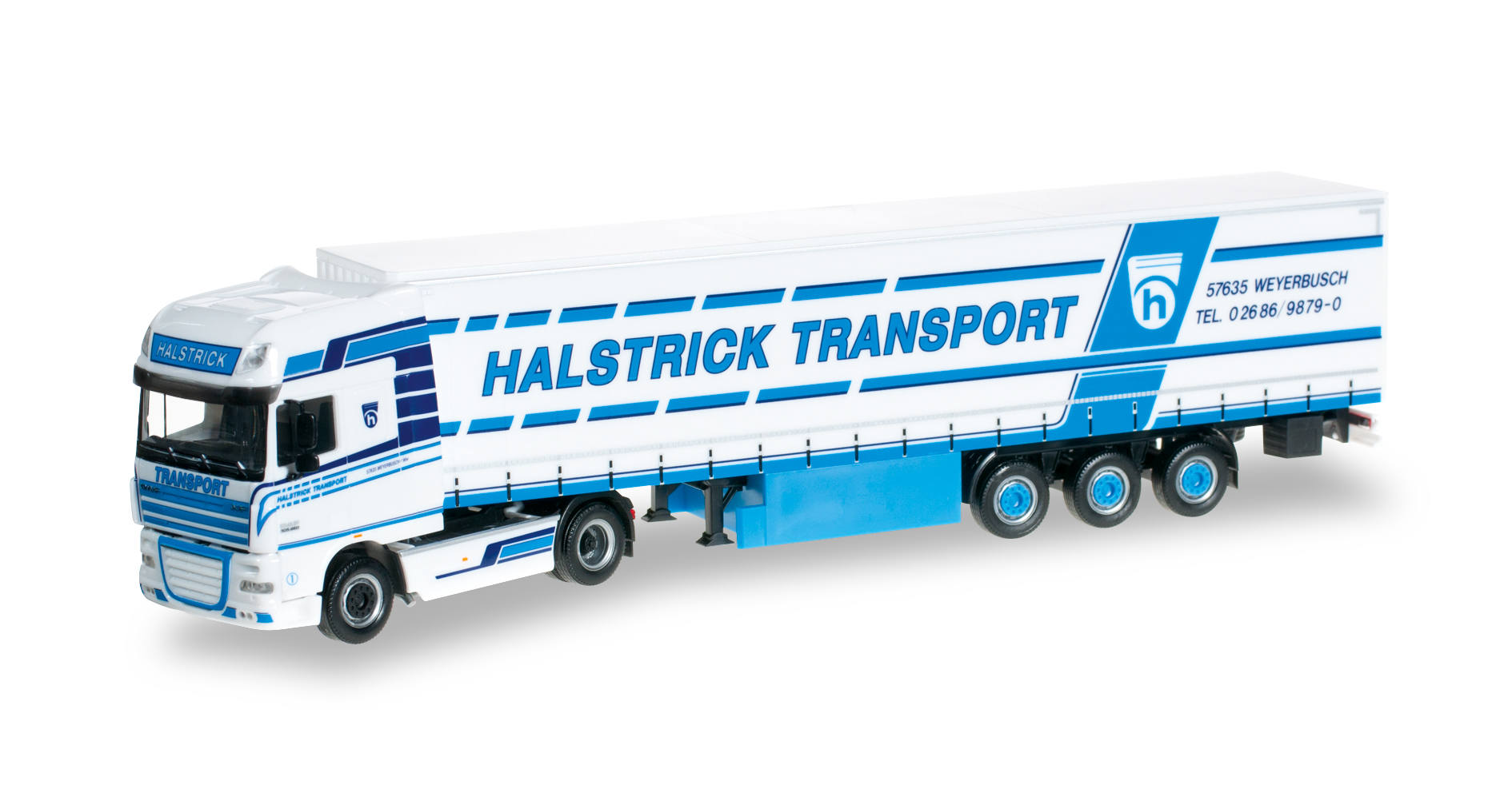 Herpa DAF XF 105 SSC curtain canvas semitrailer Halstrick 917339