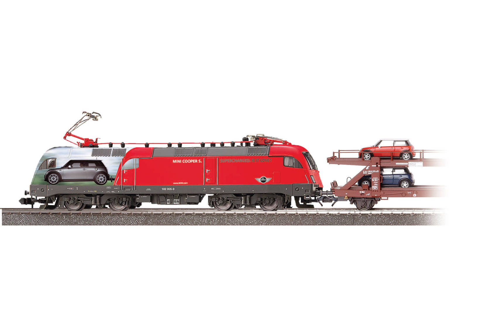 Car transport train MINI Cooper S Herpa/Maerklin (Trix DC version 1/160 scale)