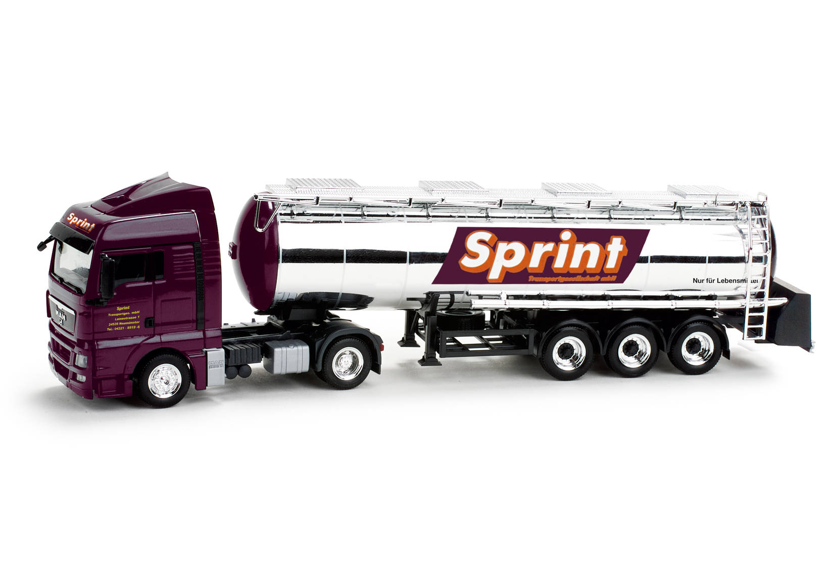 MAN TGX XLX chromium plated foodtank semitrailer "Sprint"