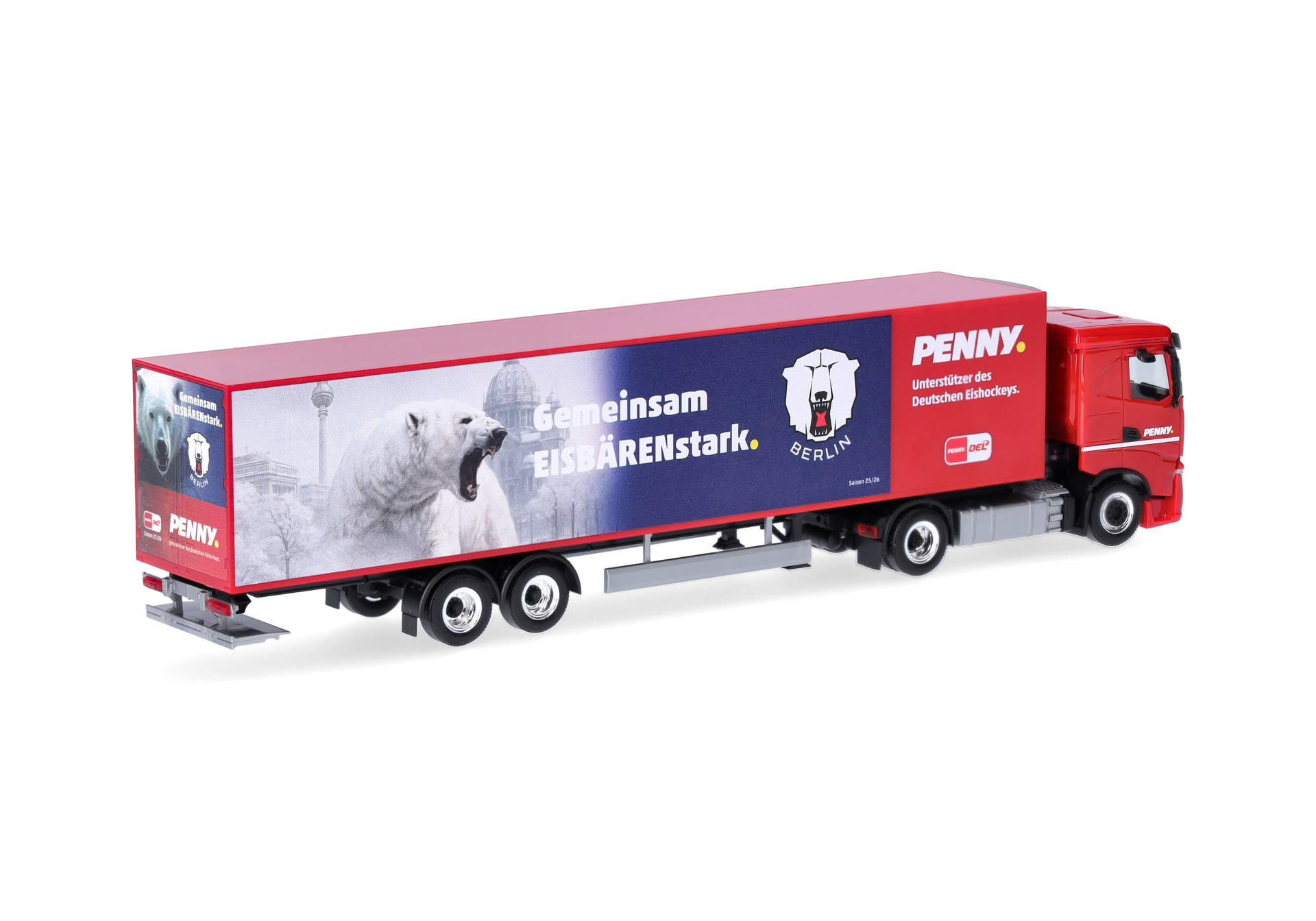 trailer, truck, red, advertising, polar-bear