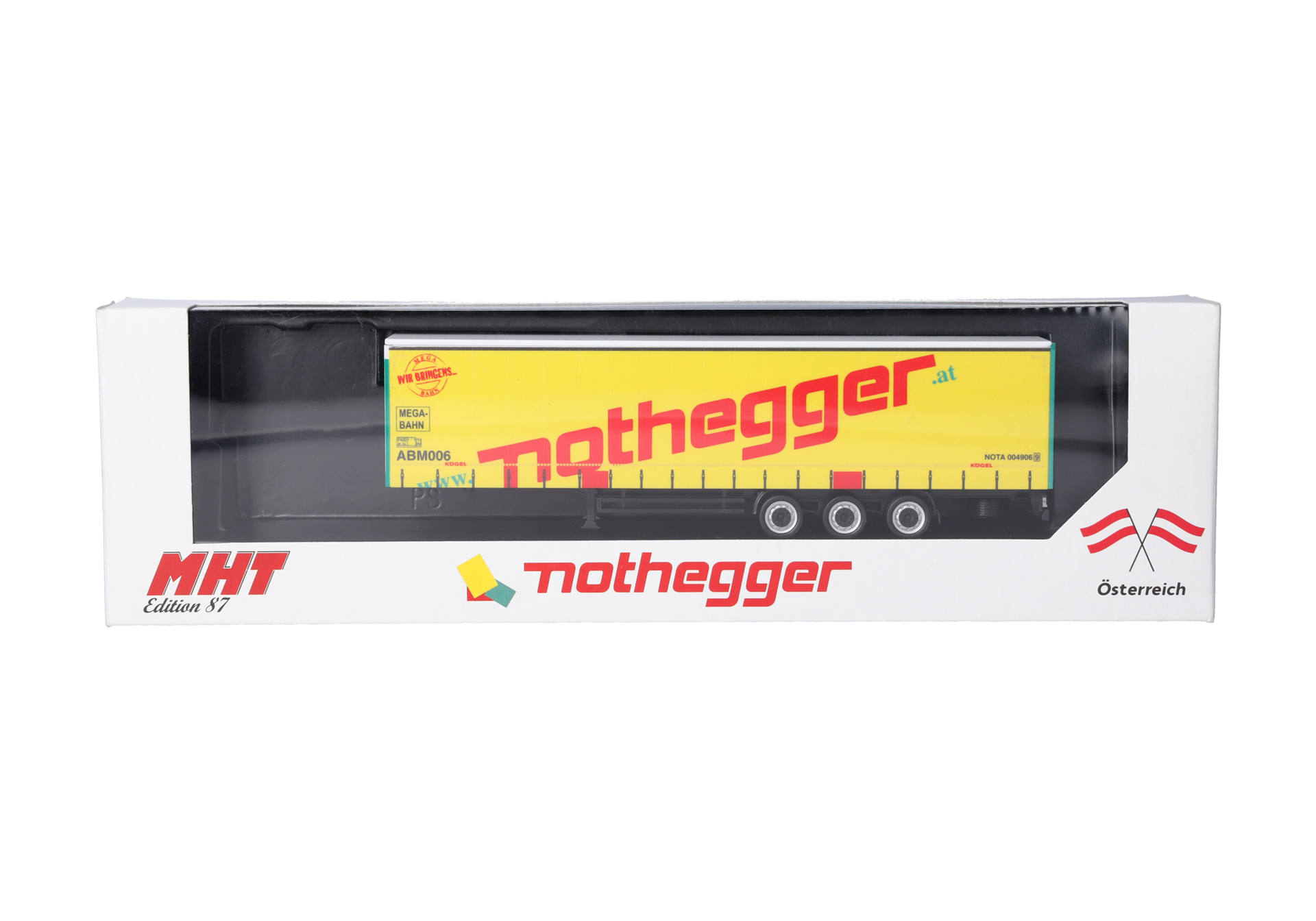 model train, train logo, box packaging, toy truck, trailer, nothegger?