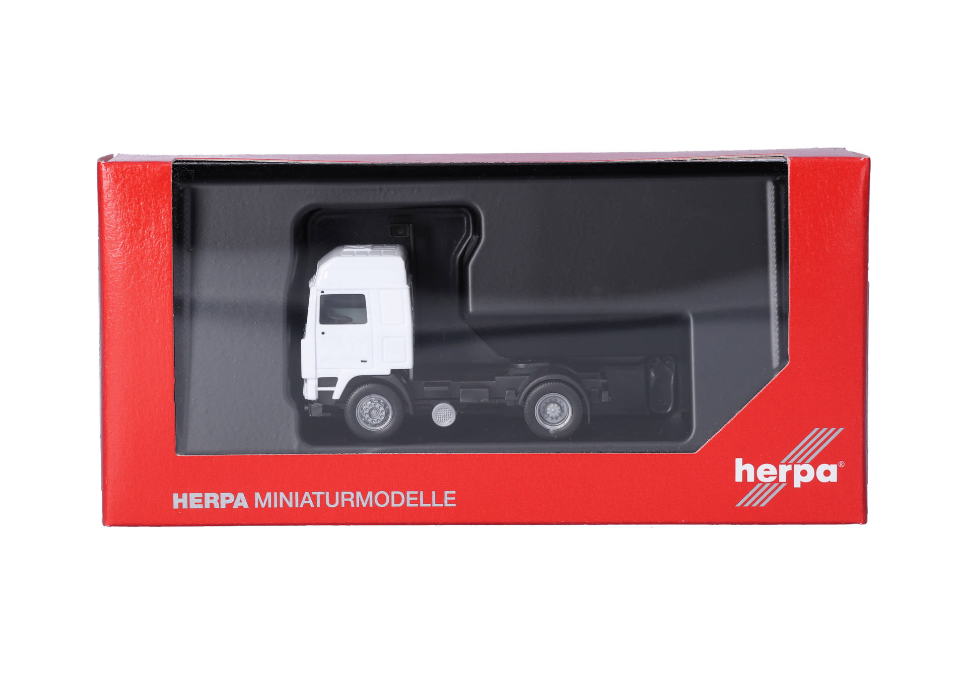 truck, semi-truck, model, die-ccast, white, truck-cab, front-view, toy, scale-model, red packaging