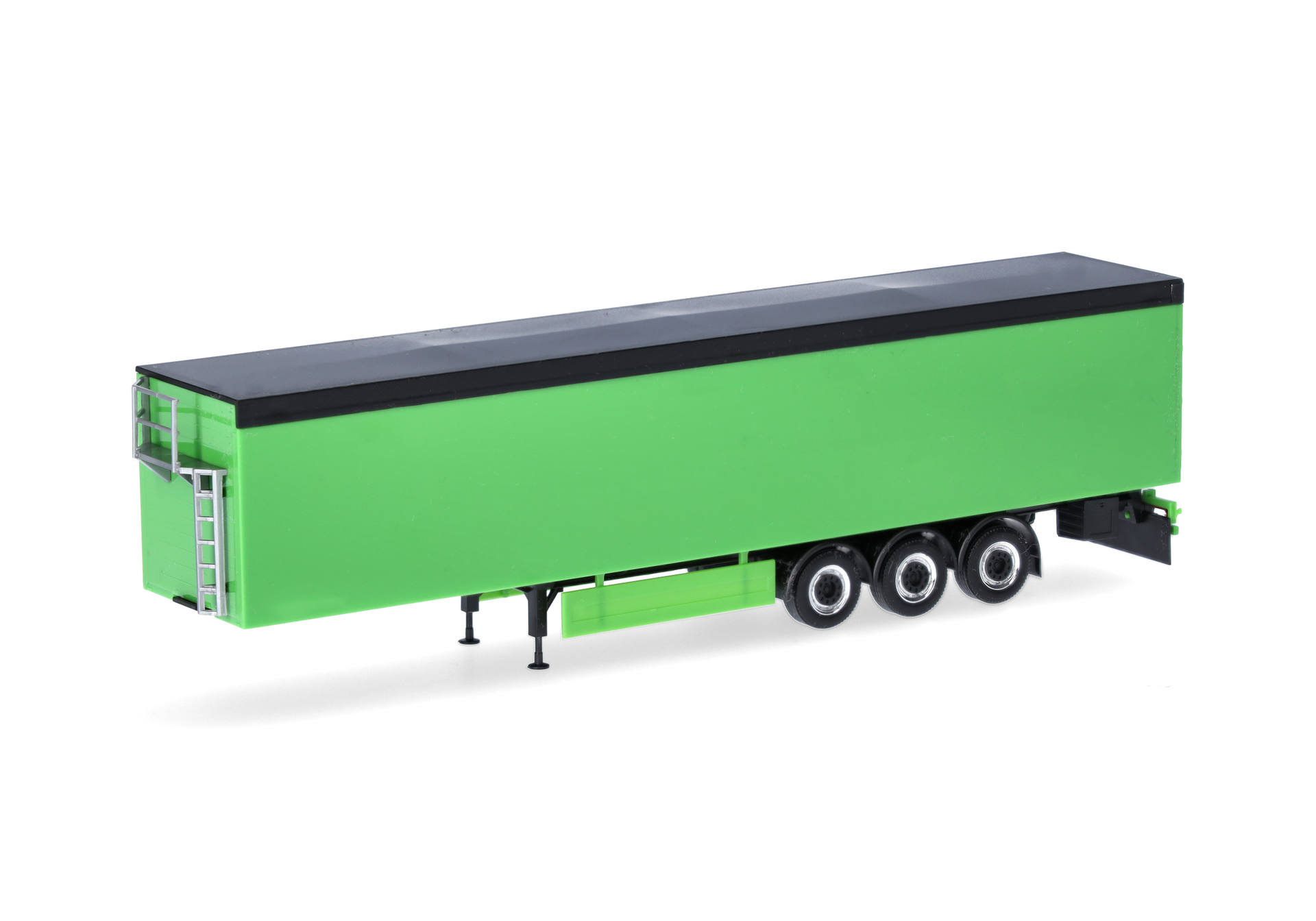trailer, semi-trailer, green, flatbed, three-axle