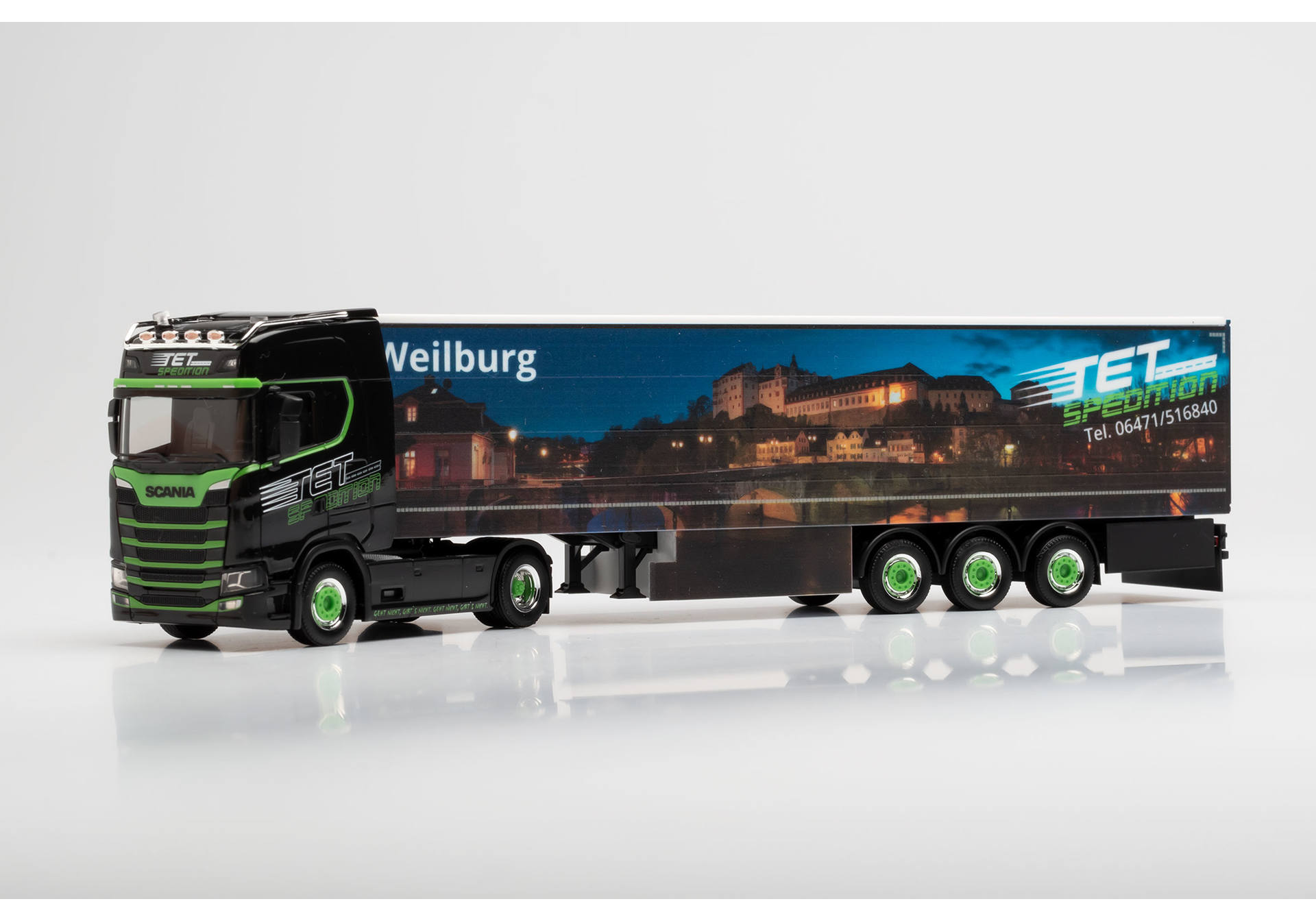 Scania CS high roof curtain canvas semitrailer TET Weilburg / Limburg
