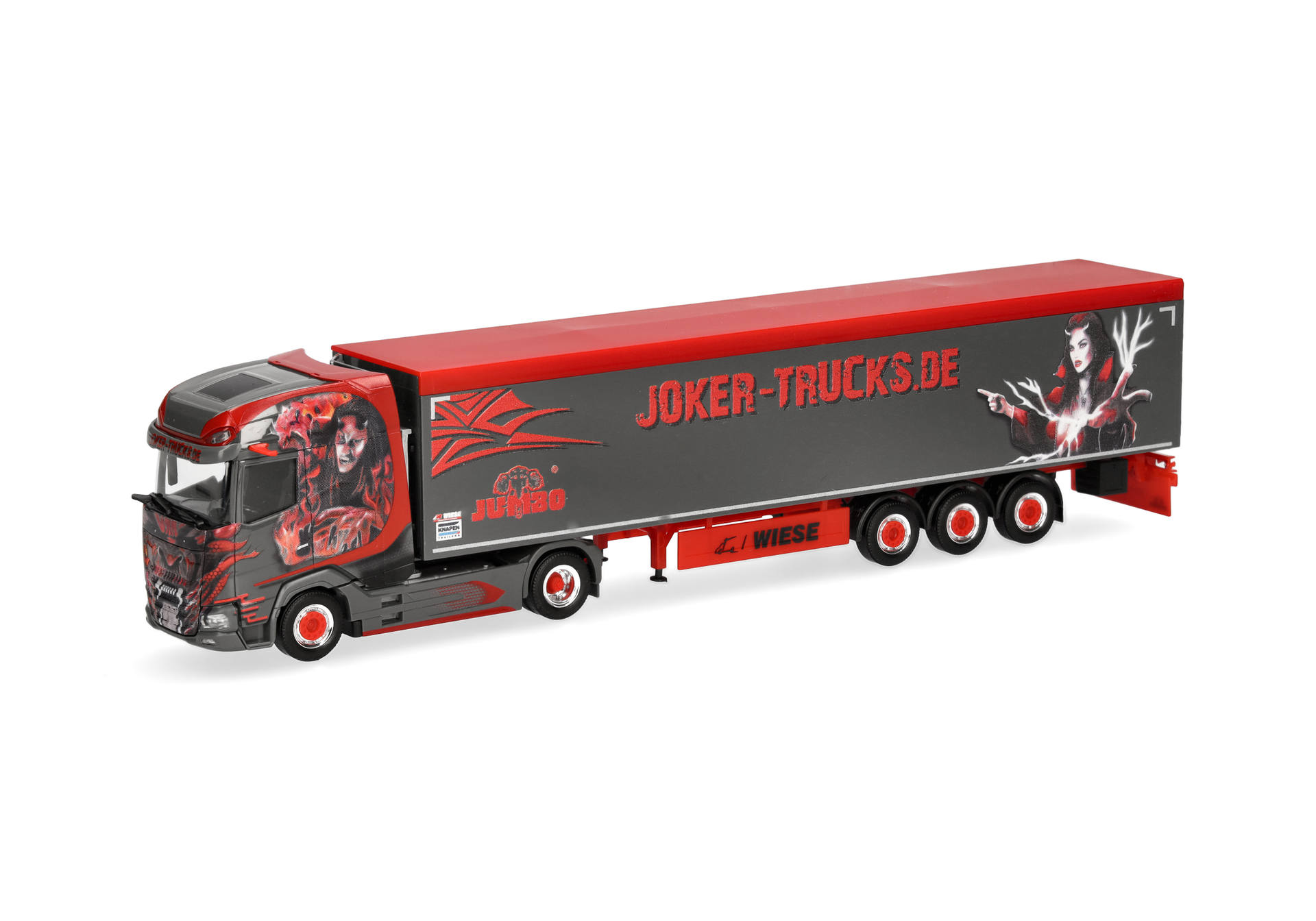 diecast, truck, semi-trailer, red and black, fantasy art