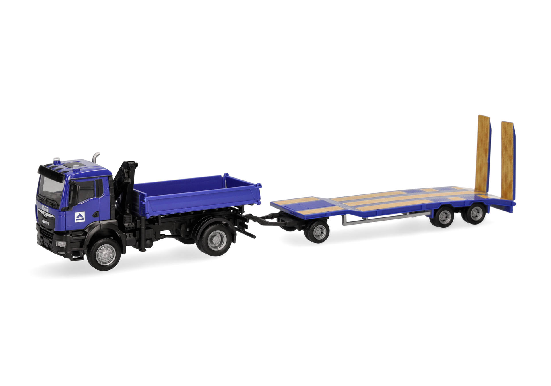 MAN TGS NN 3-way-dumper truck (with crane) and TU3-trailer "Hoch-Tief"