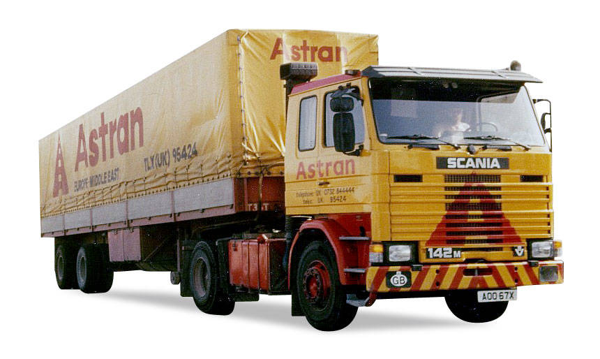 Scania 142 canvas semitrailer "Astran"