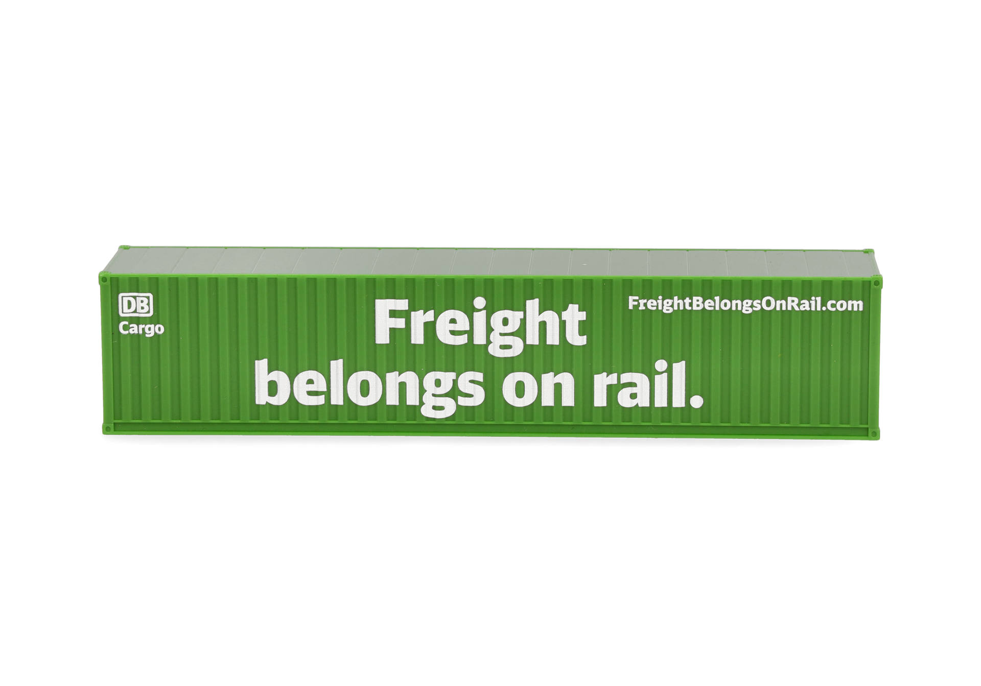 shipping container, green container, freight cargo, on rail, model railroad