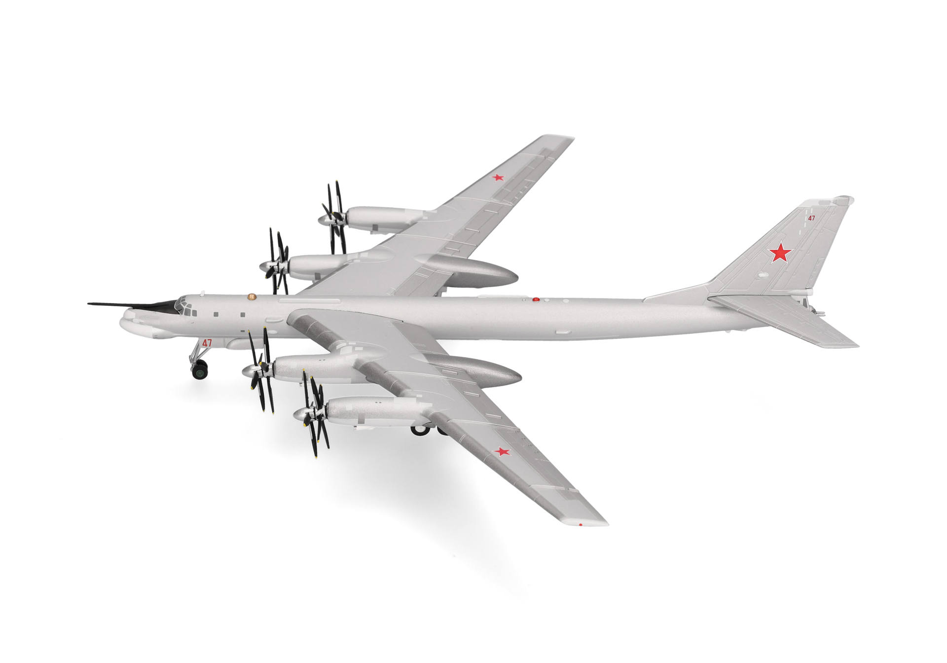 military aircraft, propeller plane, twin-engine, gray/silver, red star