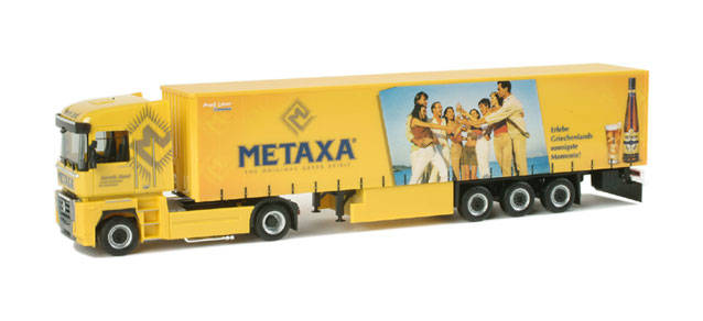 Renault Magnum curtain canvas semitrailer "Metaxa"