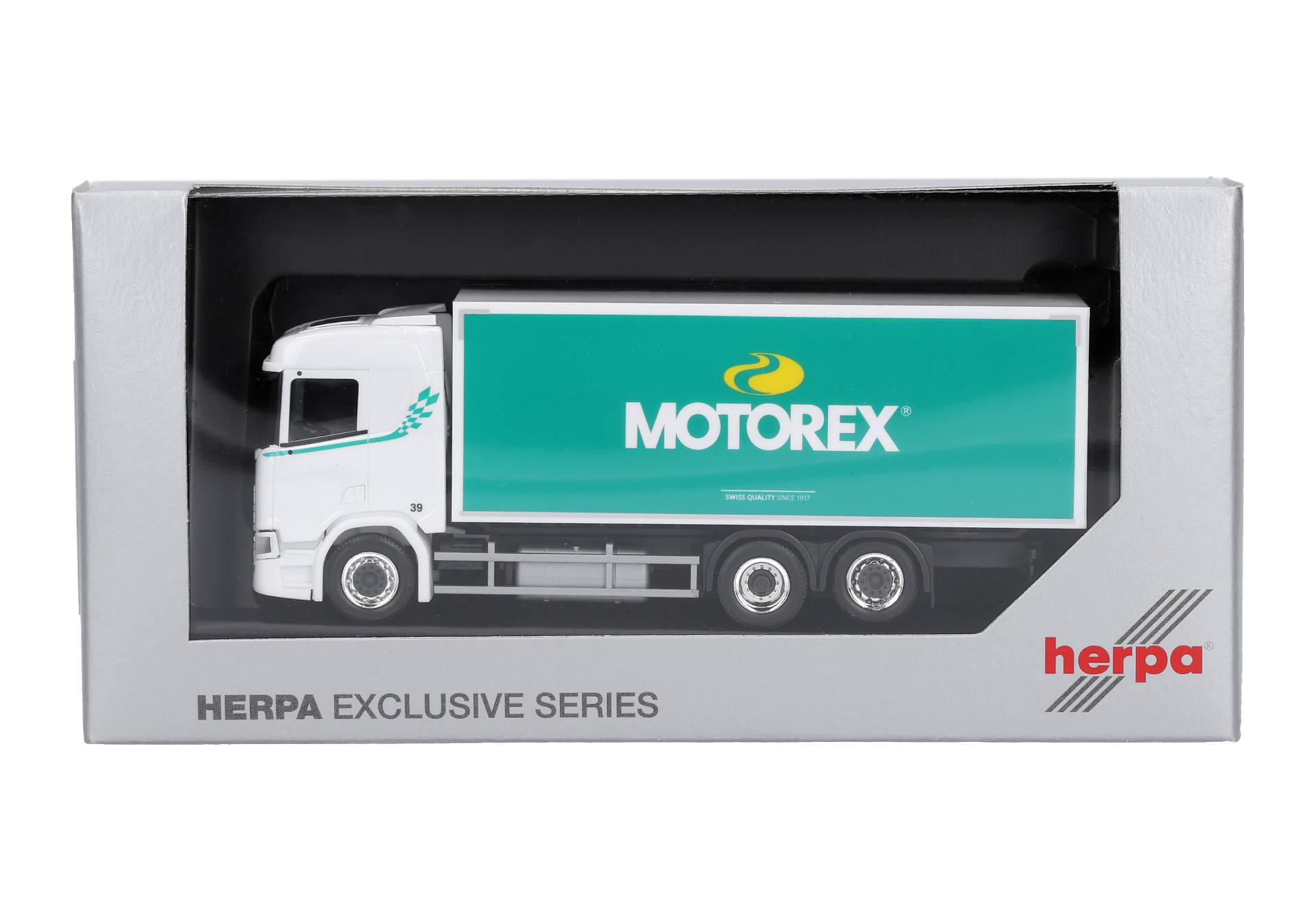 Scania CR 20 low roof box truck 3axles "Motorex" (Schweiz)