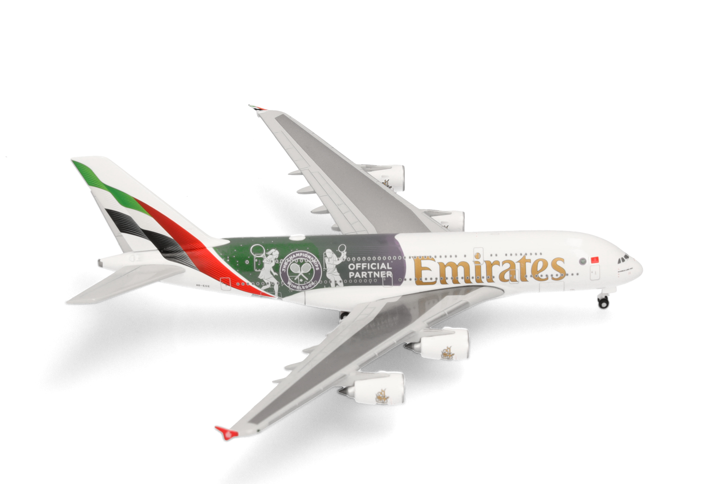 airplane, model, Emirates, trijet, white-green-red-flag