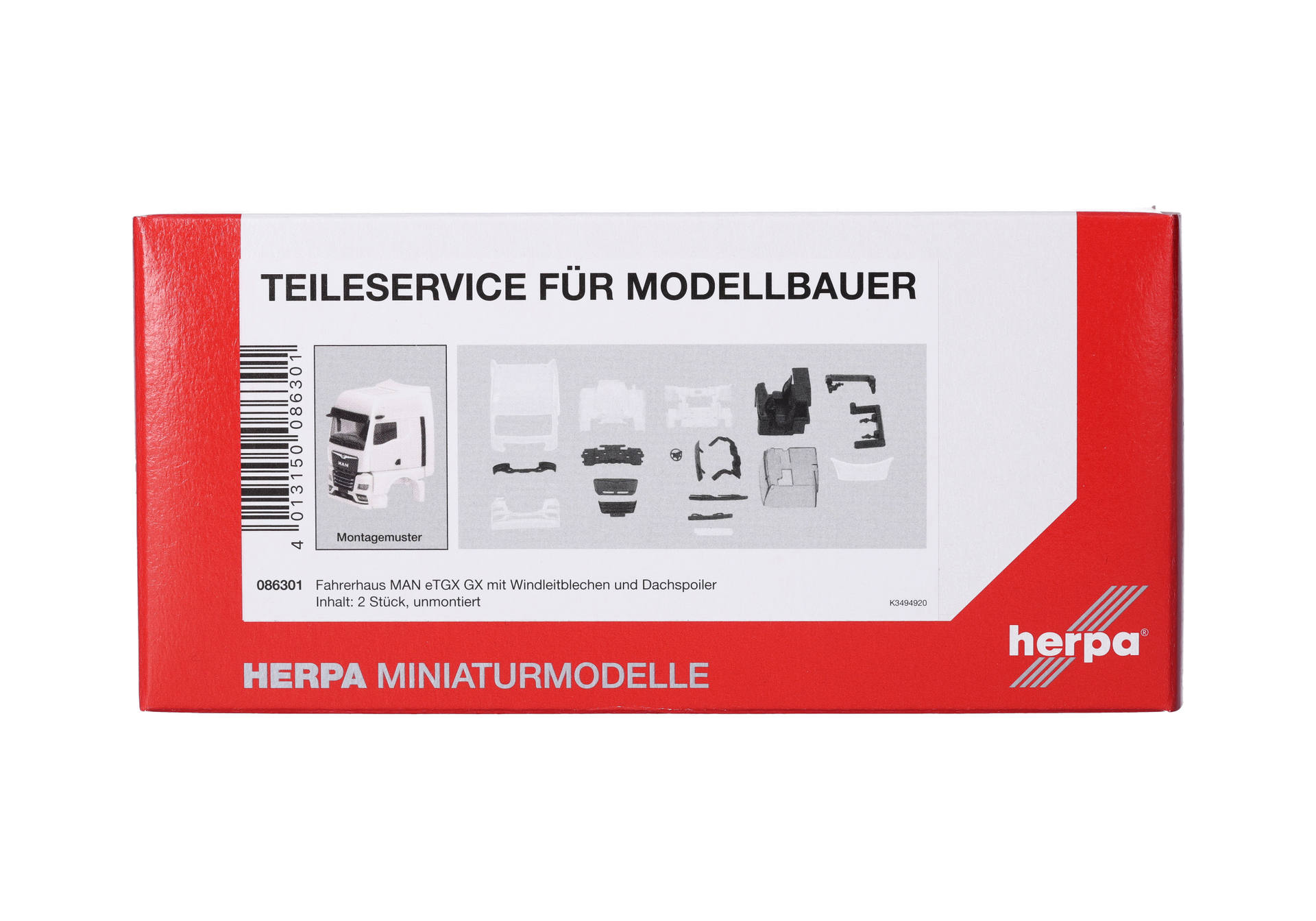 model kit, truck cab, die-cast, box packaging, Herpa