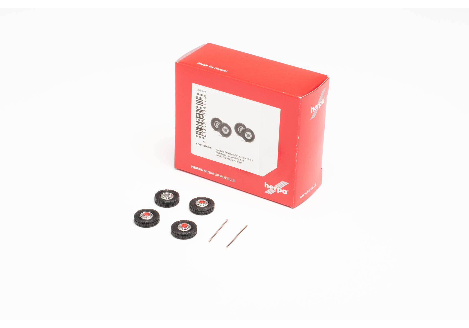 Radsatz Straßenreifen 12.00 x 20 mit Stahlfelgen für Vorderachse