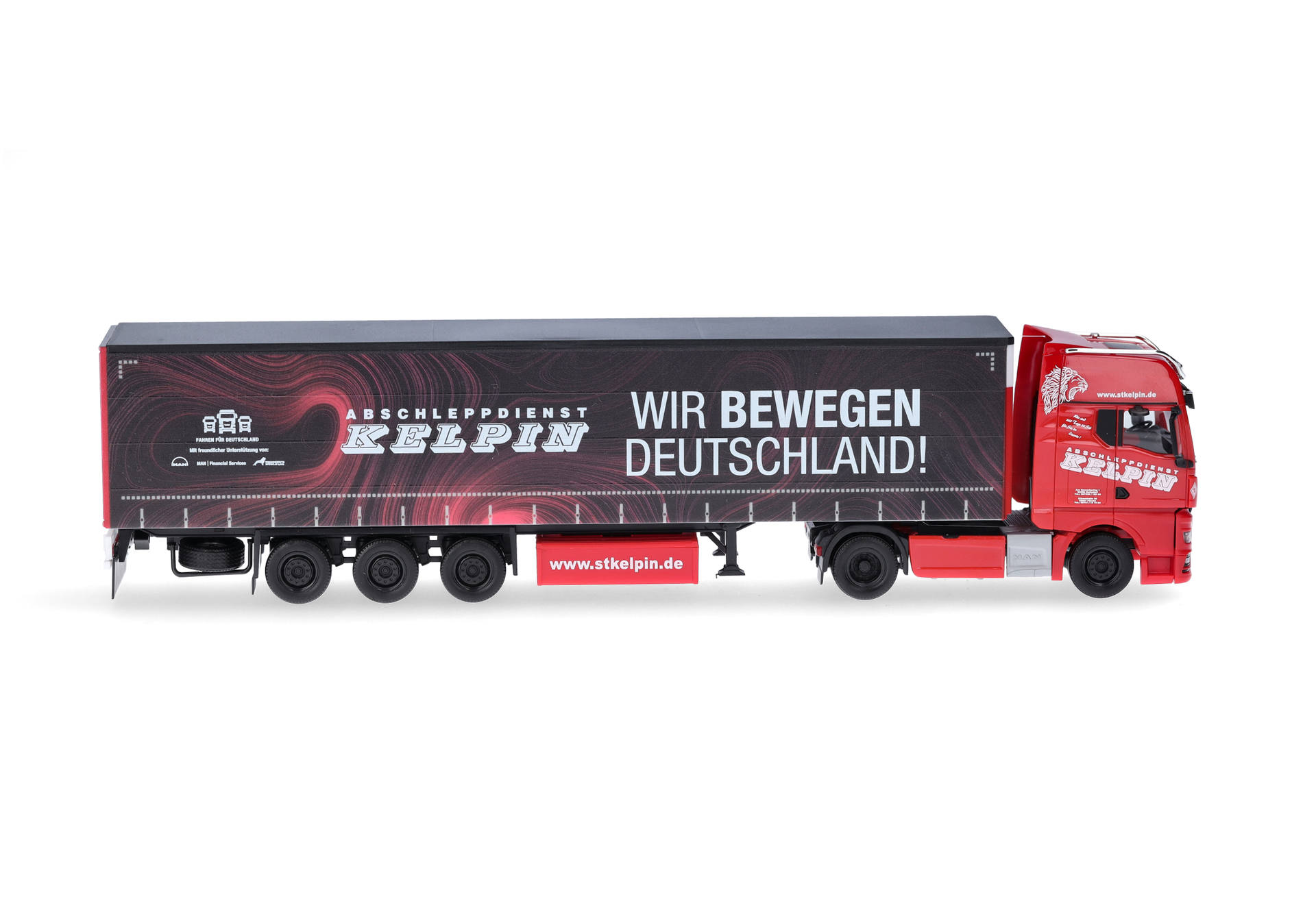 MAN TGX GX curtain canvas semitrailer truck "KELPIN/Wir bewegen Deutschland" (Saxony/Geilsdorf)