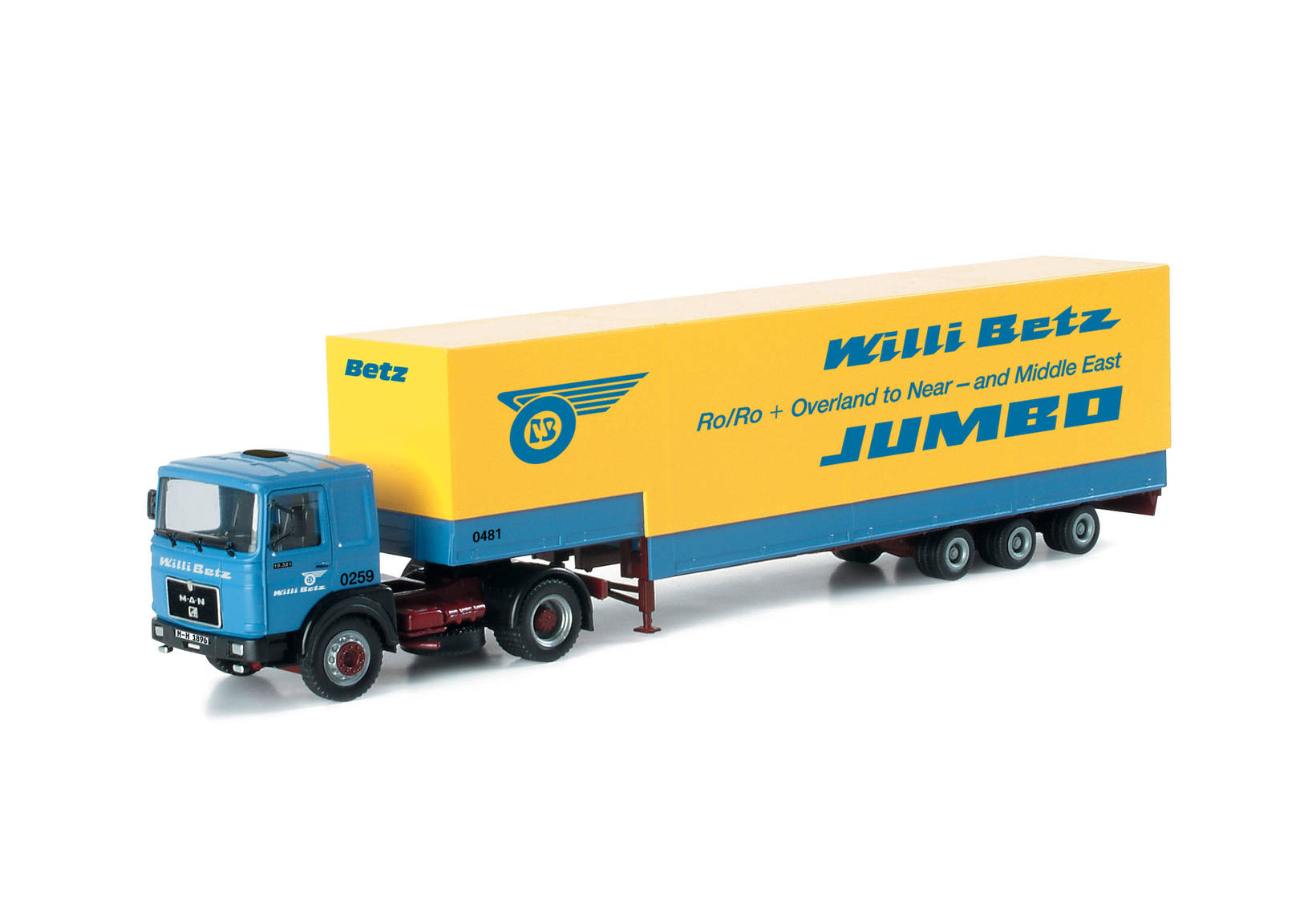 MAN F8 jumbo canvas semitrailer "Willi Betz"