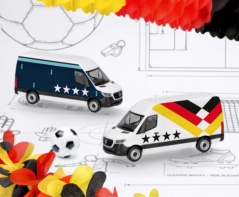 Spielzeug-Van, Modell-Van, Diecast, Fußball, mehrfarbige Flaggen-Design