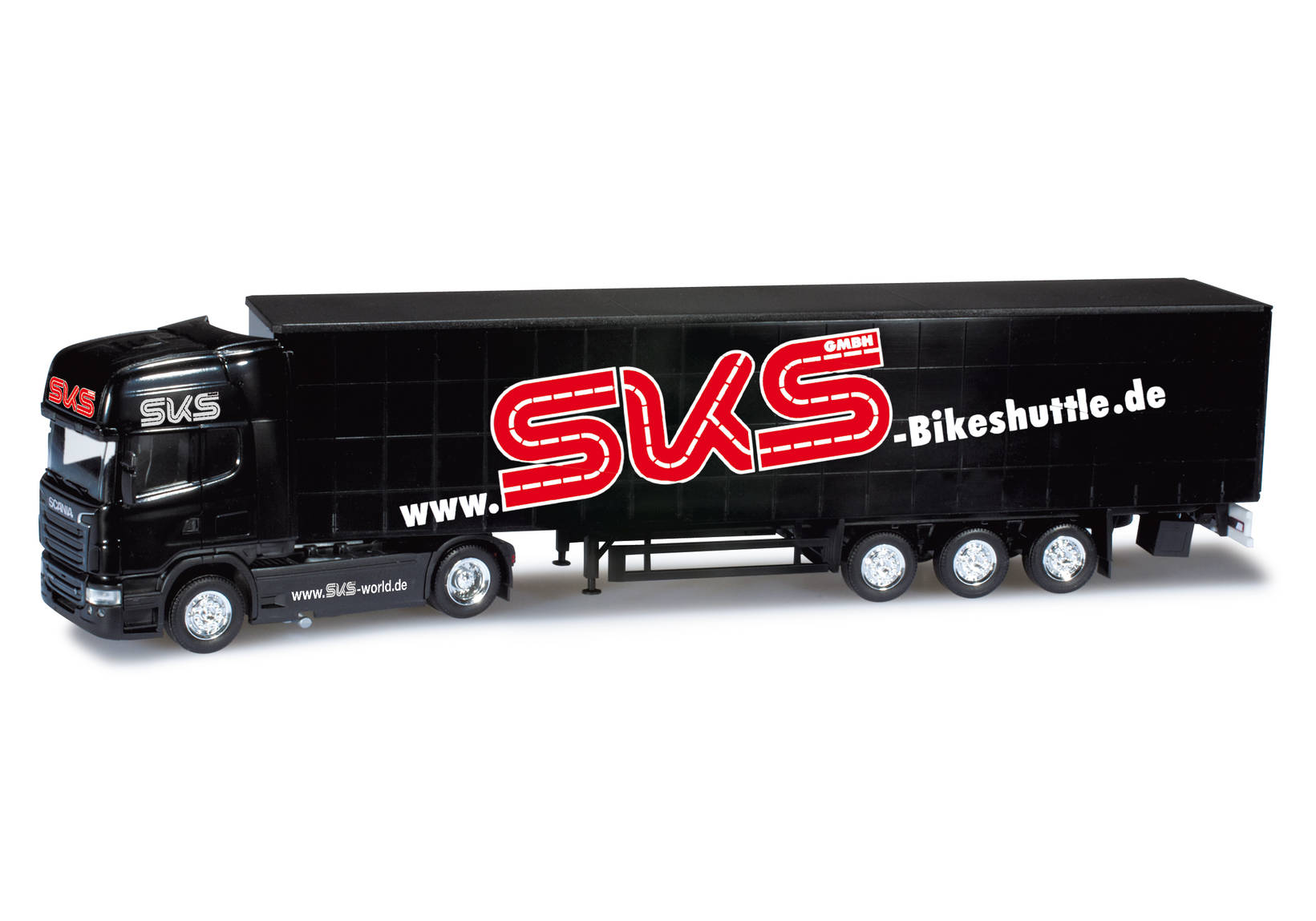Scania R TL Gardinenplanen-Sattelzug "SKS Bikeshuttle"