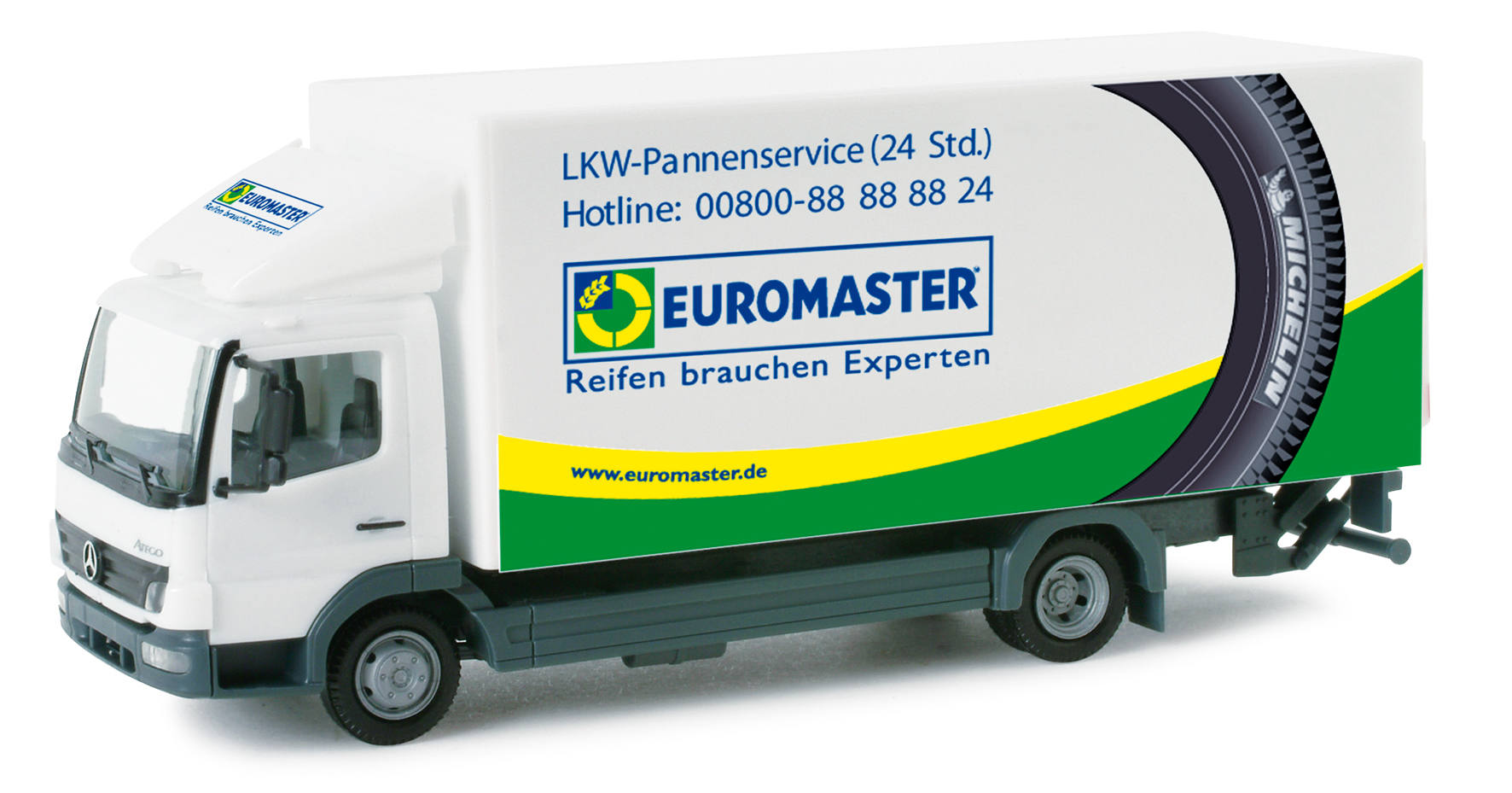 Mercedes-Benz Atego box truck with liftgate "Euromaster LKW-Service"